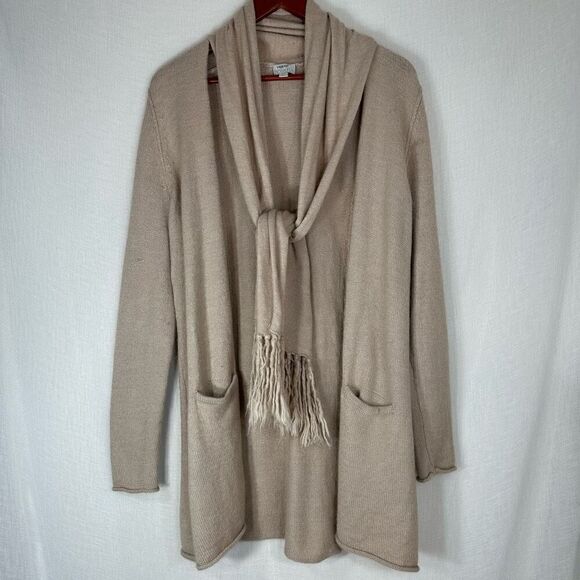 Holistia Alpaca Blend Tan Duster Cardigan w Pockets Women’s Large Cozy Chic - Picture 1 of 10